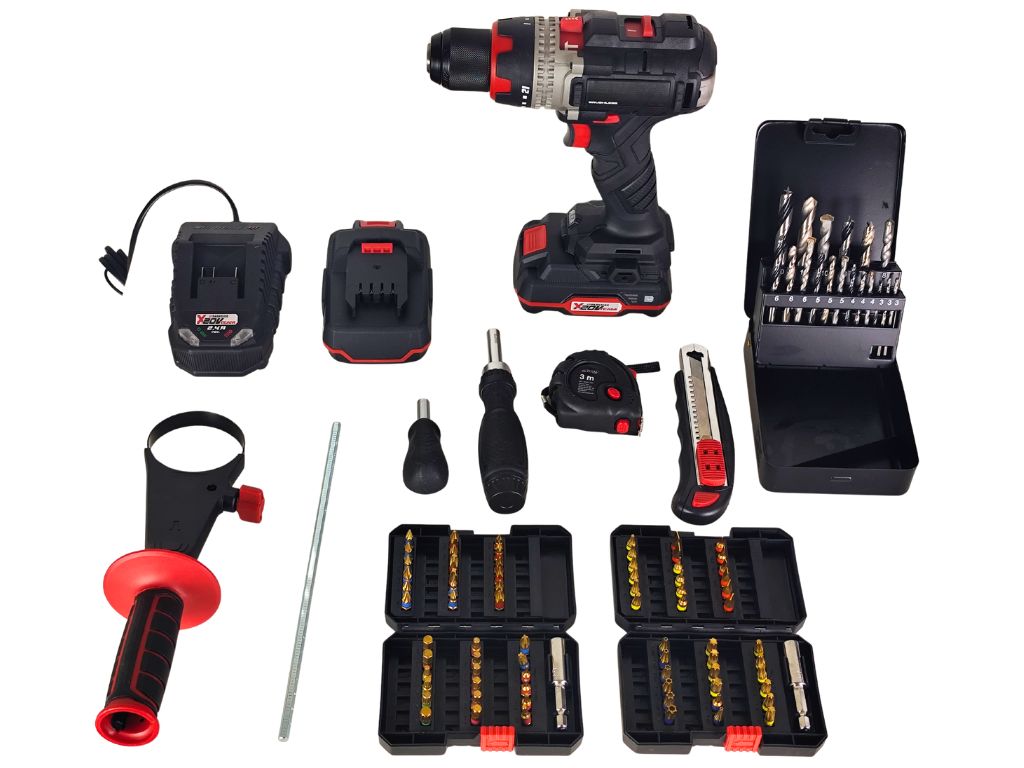 Parkside Performance AKU Príklepová vŕtačka s príslušenstvom 2x Batéria 2 Ah + nabíjačka PSBSAP 20-Li D4 (3)